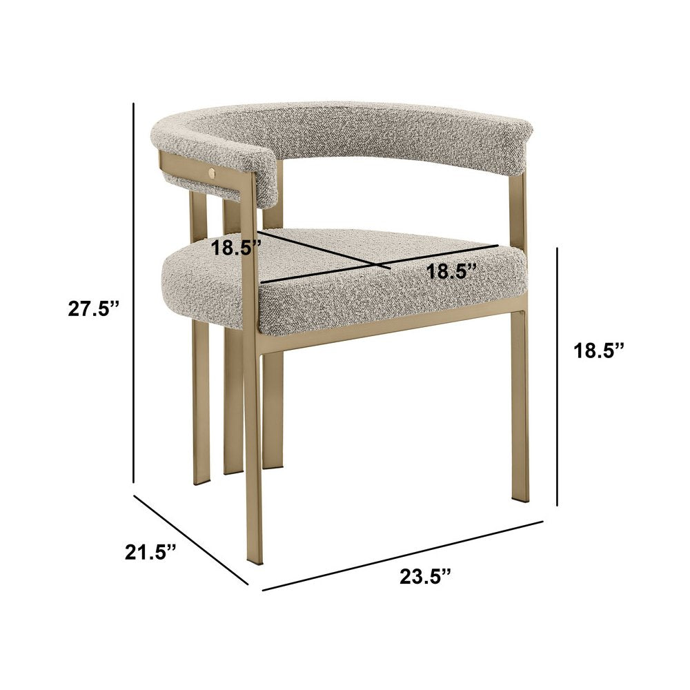 7Pc Tempered Glass Dining Table Set With 6 Gray With Matte Gold Side Chairs