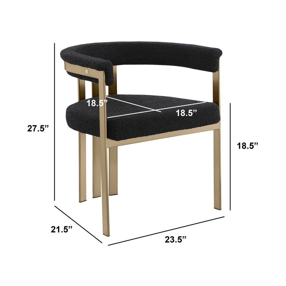 7Pc Tempered Glass Dining Table Set With 6 Black With Matte Gold Side Chairs