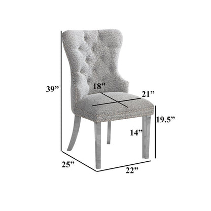 Gray Boucle Fabric And Silver Base Side Chairs (Set Of 2)