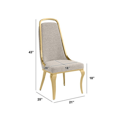 7Pc Tempered Glass Dining Set With 6 Gray Boucle Side Chairs And A Gold Base