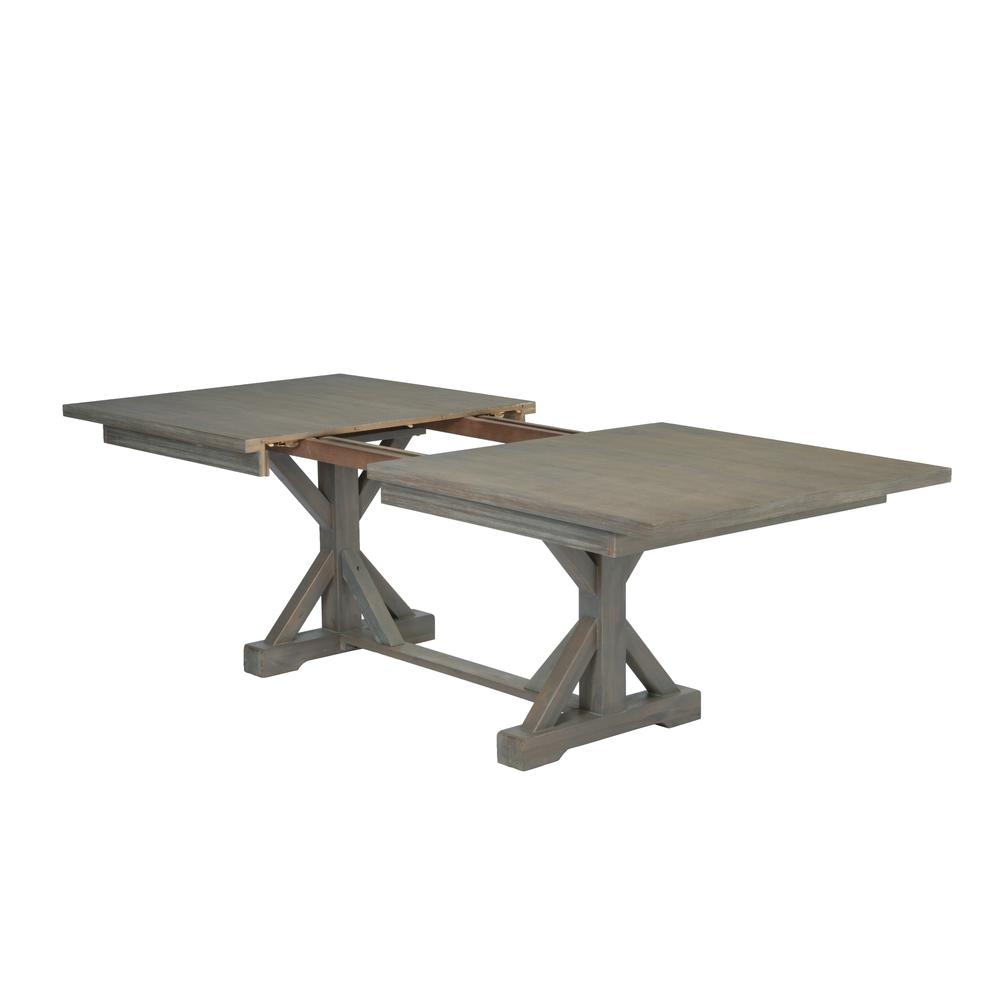 7 Piece Dining Set Extendable w/18"Center Leaf Extension & 6 Ladder-Back Chairs in Beige Linen