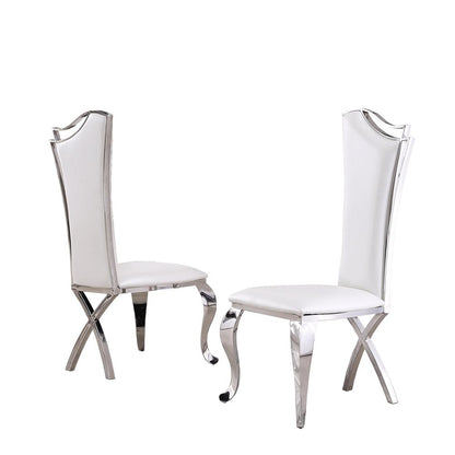 Classic Faux Leather Side Chair. White