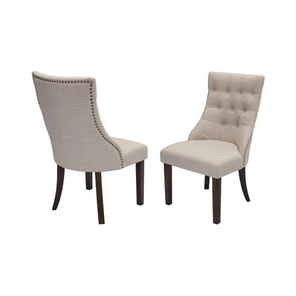 Classic 9pc Dining Set w/Uph Side Chairs Tufted & Naildhead Trim, Table w/Center 18" Leaf, Walnut