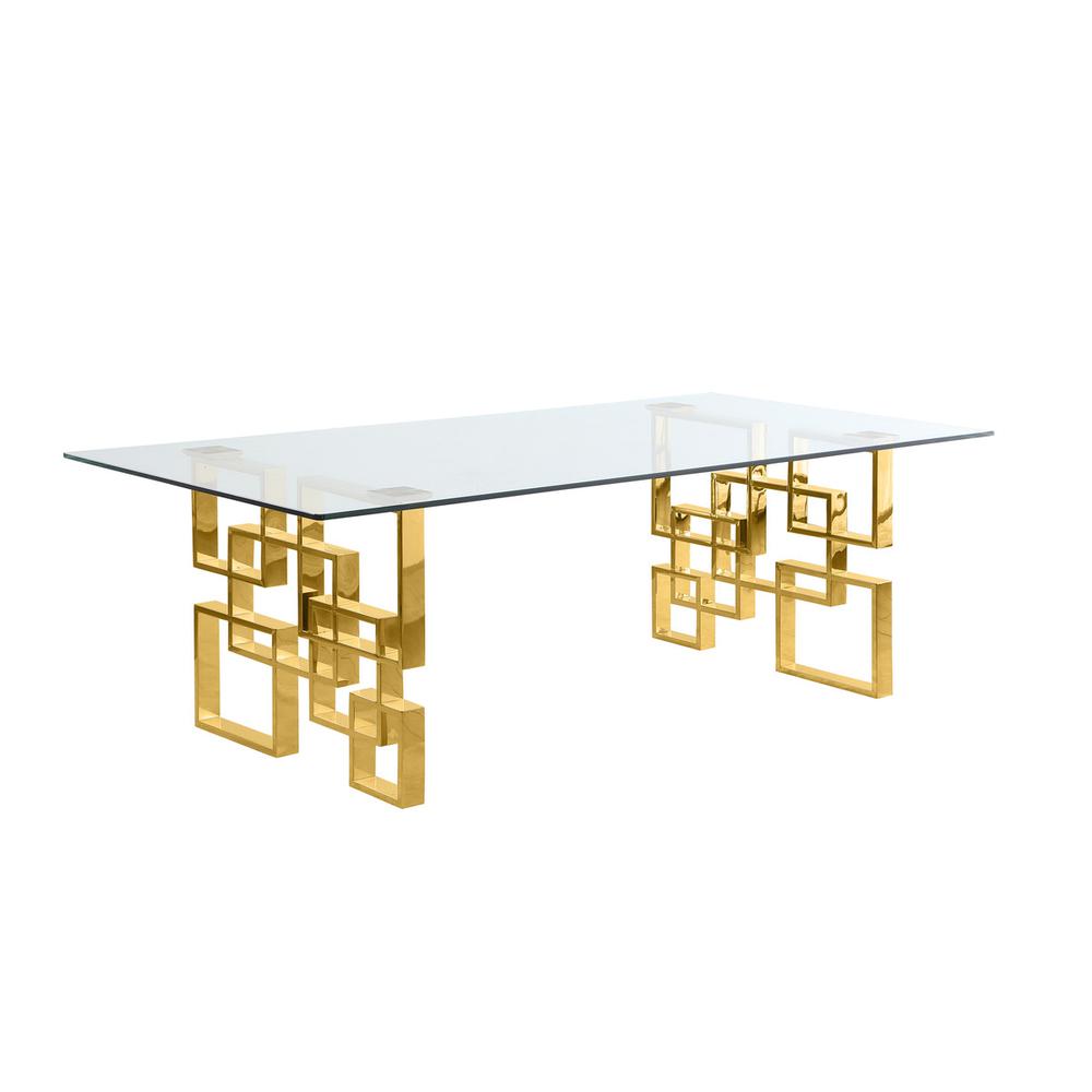 5-piece glam dining set with 4 Cream side chairs and one 79" glass dining table