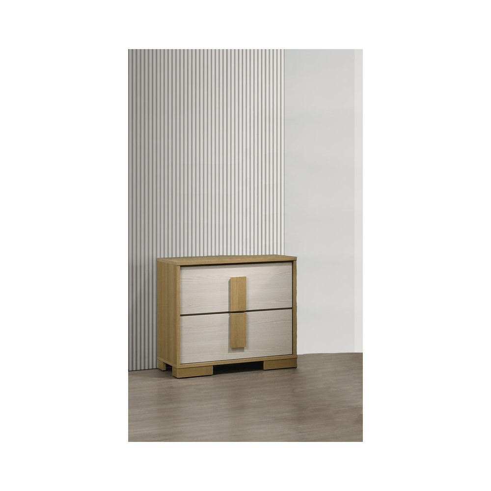 3 piece - Beige wood bedroom set (bed+2Night stands)
