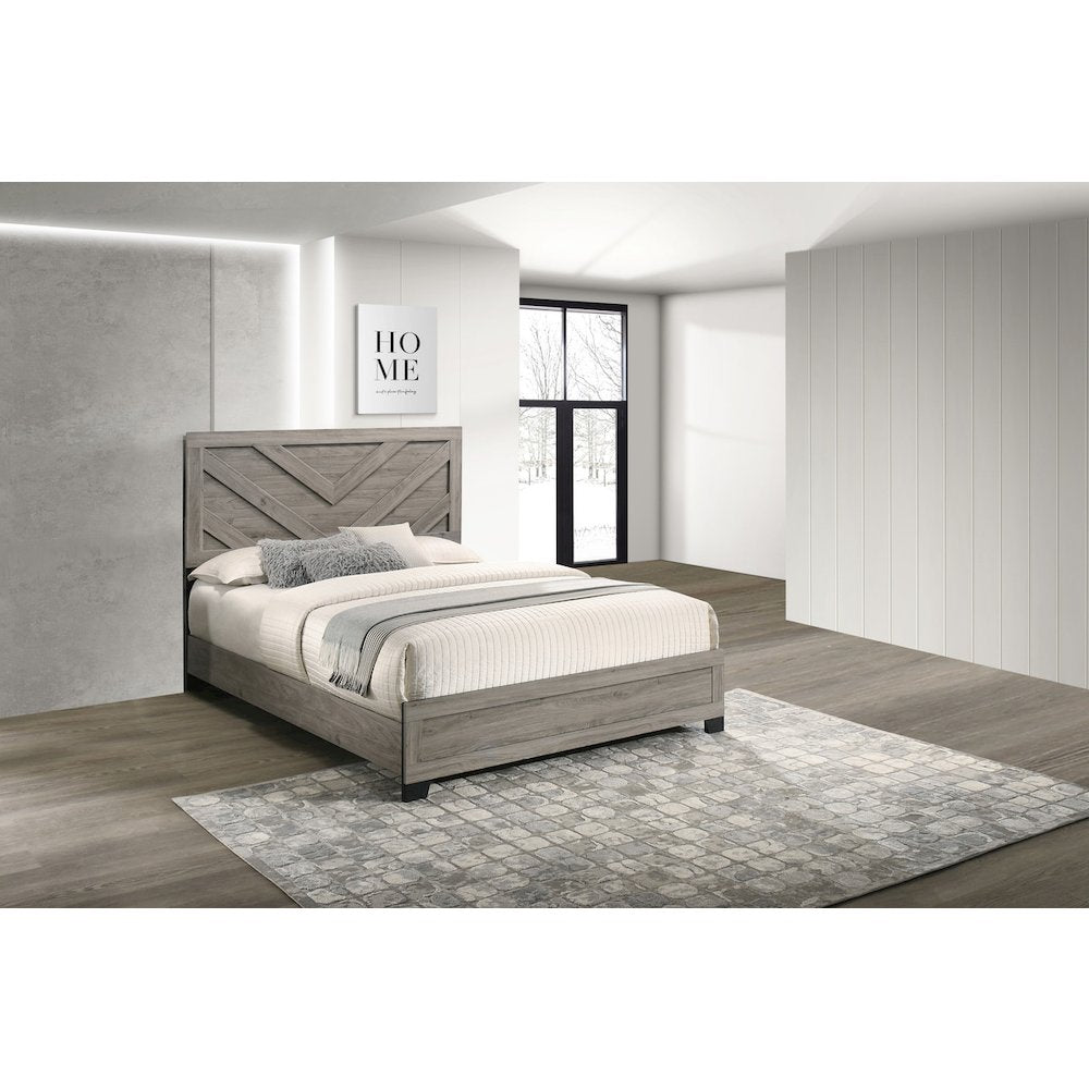 Light gray pannel Full size bed (78"L x 56"W x 53"H)