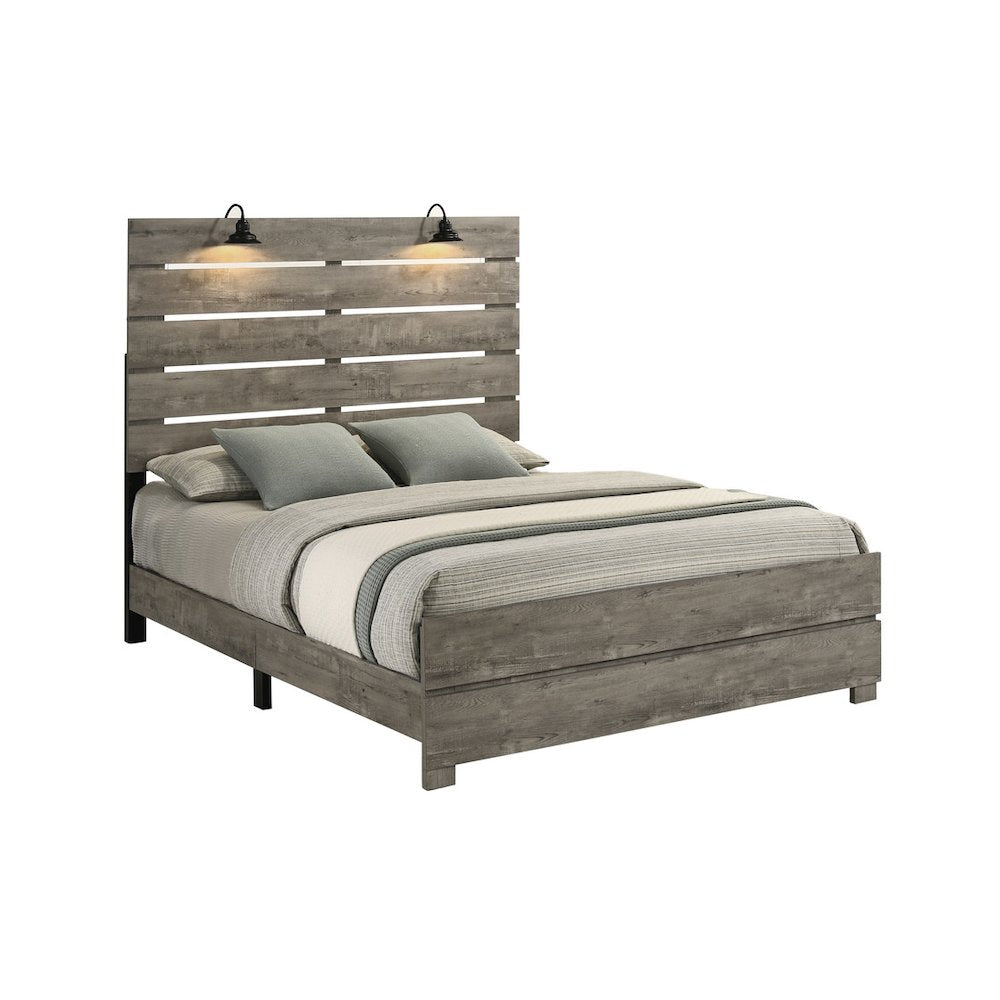 Modern Eastern King Size Panel Bed In Antique Gray Color