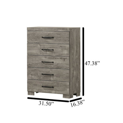 6Pc Modern Full Size Panel Bedroom Set In Antique Gray Color