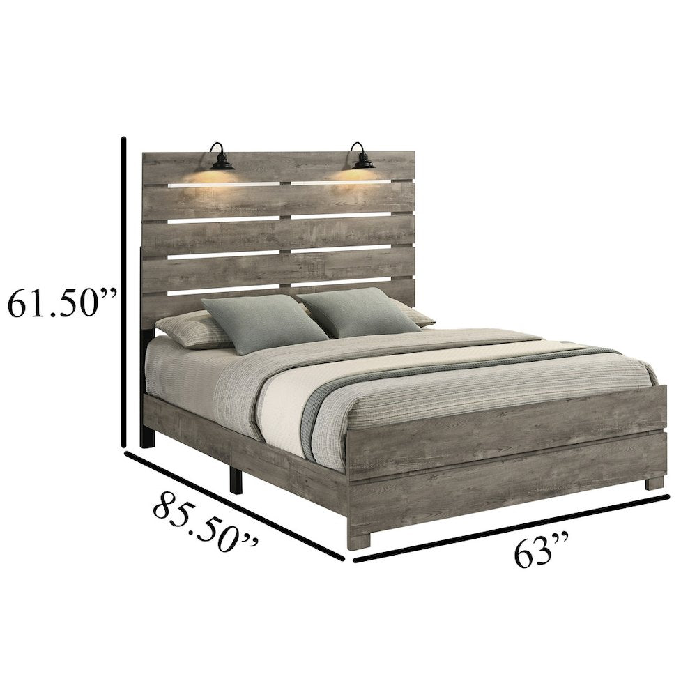 3Pc Modern Queen Size Panel Bedroom Set In Antique Gray Color