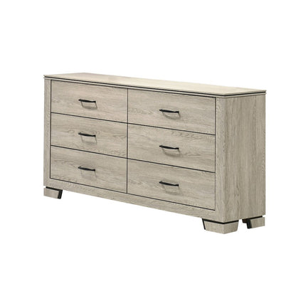 5pc Eastern King Panel Bedroom Set Greige Rustic Oak