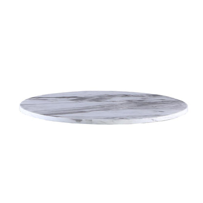 White Marble Round 5 piece Dining Set Ring Chairs in Black Velvet - Lazy Susan