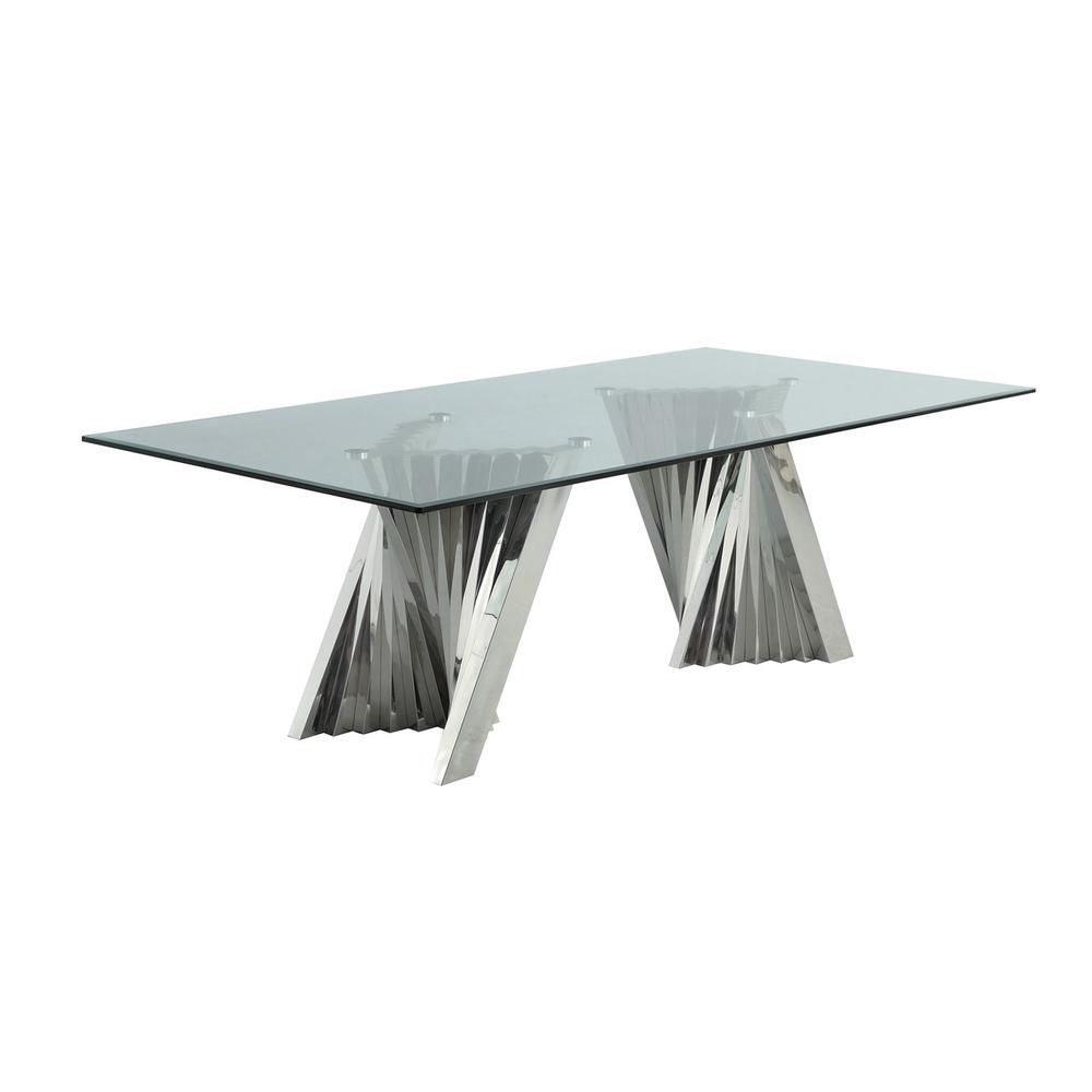 9pc dining set- Recatngle Glass table with silver color base and Black velvet chairs
