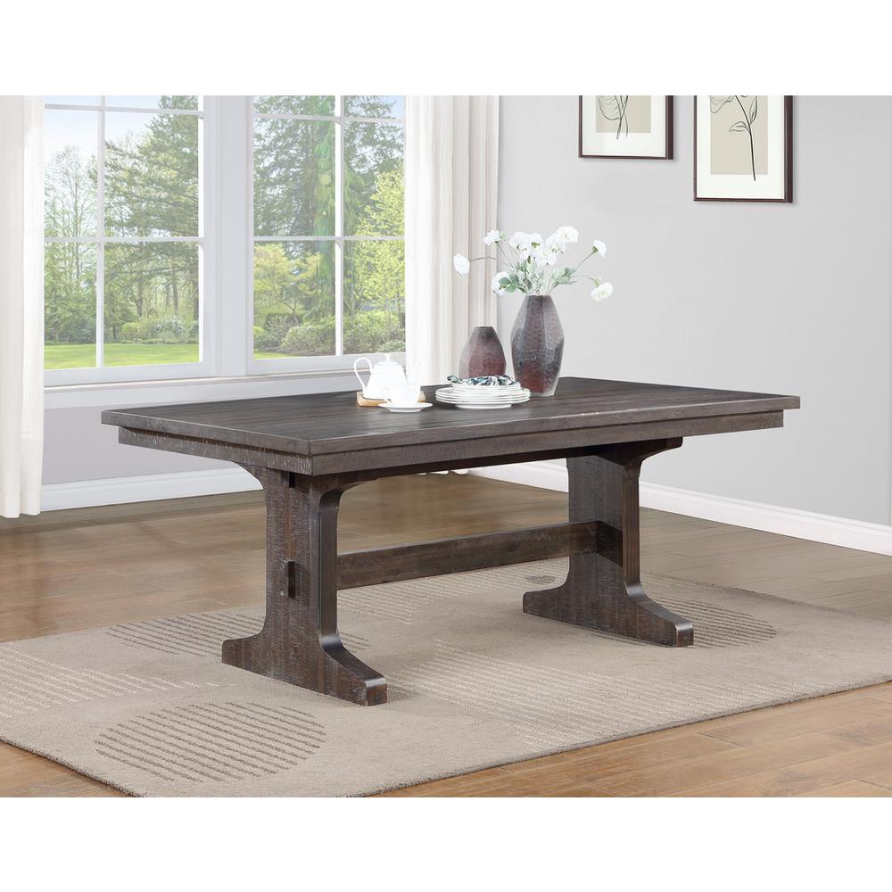 6 piece dining set with 4 beige linen side chairs and single side bench