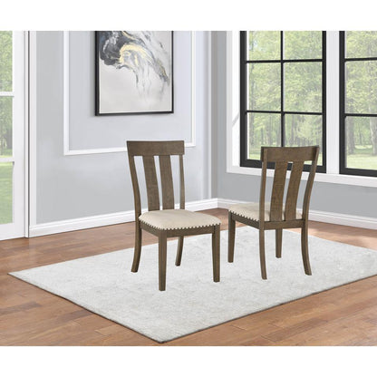 7 piece dining table set in brown oak color with 6 side chairs