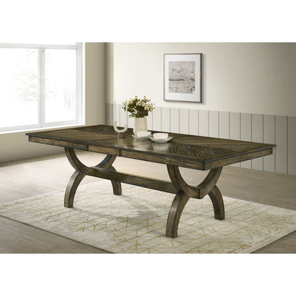 Big extendable wood dining table with leaf
