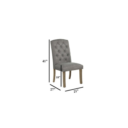 5 Piece Traditional Dining Set With Grey Side Chairs