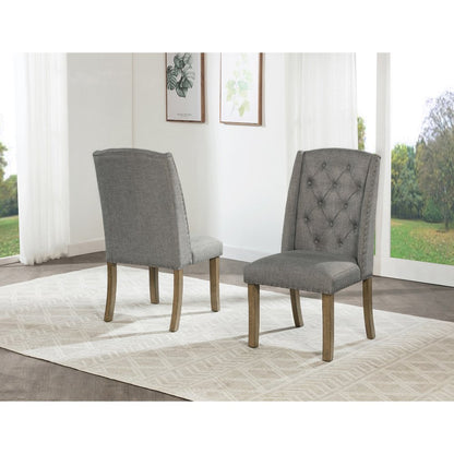 5 Piece Traditional Dining Set With Grey Side Chairs