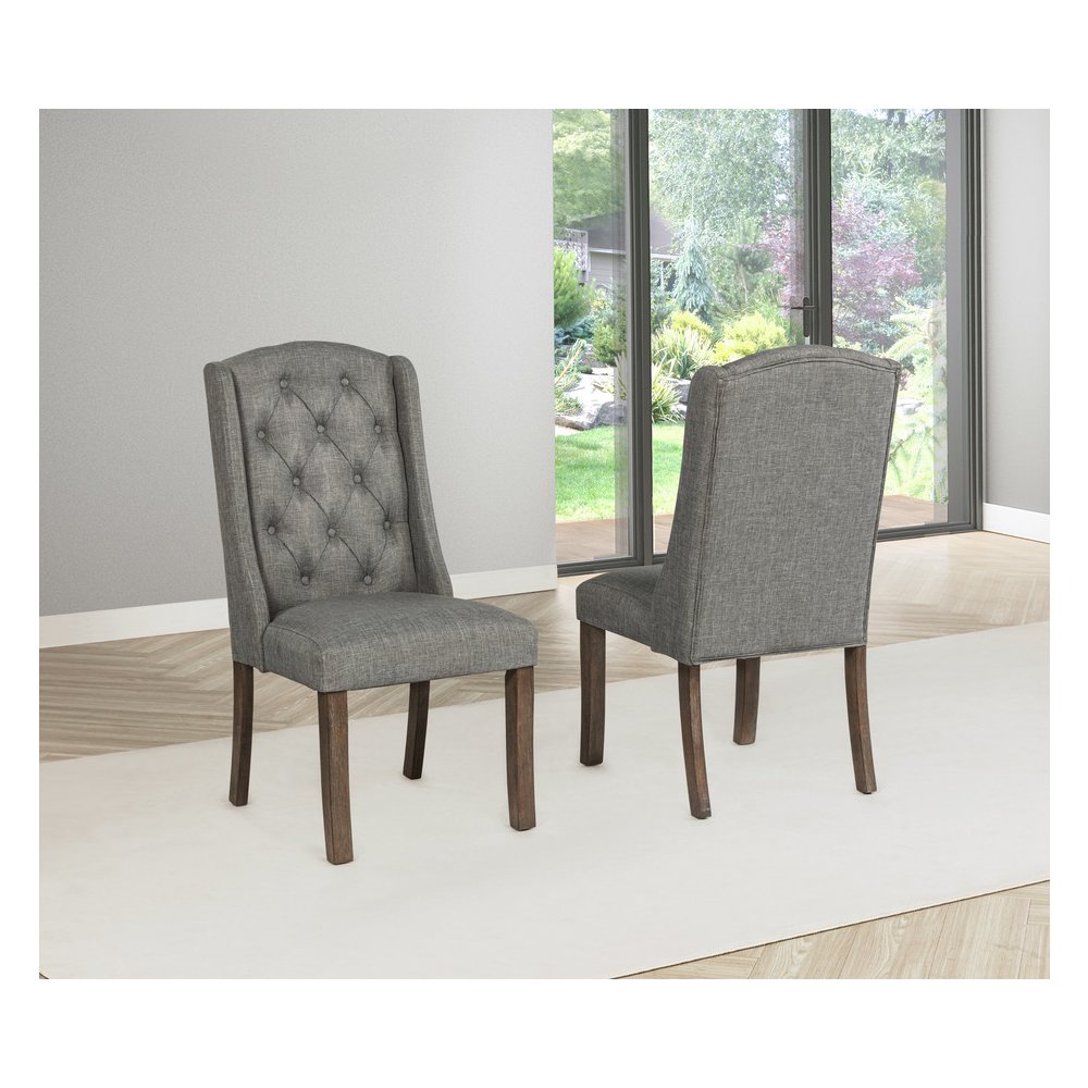 5 Piece Traditional Dining With Dark Grey Dining Chairs
