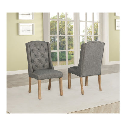 5 Piece Traditional Dining Table With Dark Grey Side Chairs
