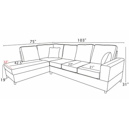 2Pc Corduroy Sectional In Black
