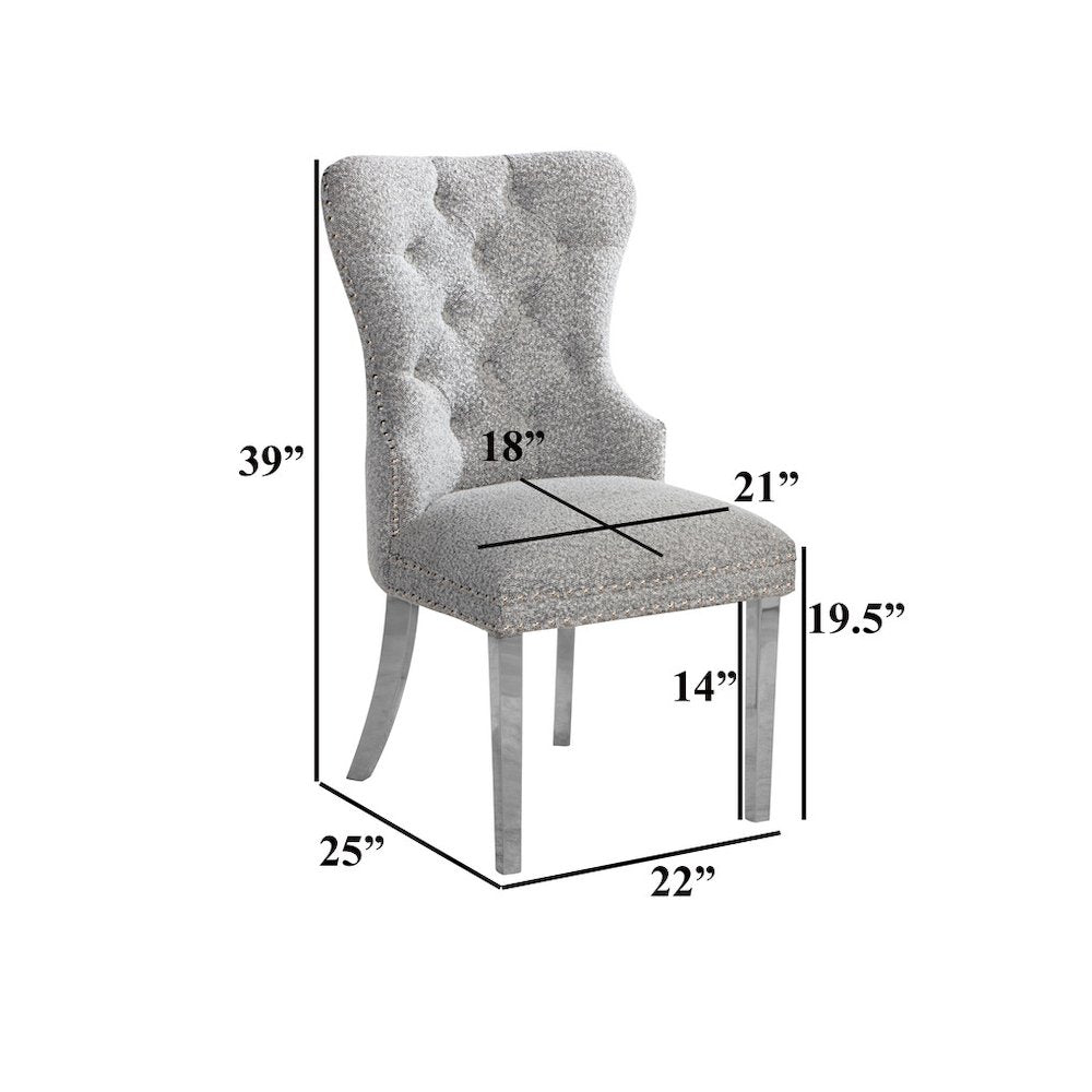 Black Boucle Fabric And Silver Base Side Chairs (Set Of 2)
