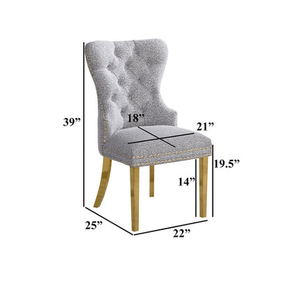 Black Boucle Fabric And Silver Base Side Chairs (Set Of 2)