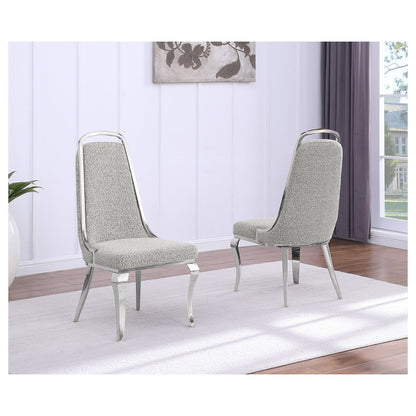 Rich Gray Boucle Side Chairs With Silver Base (Set Of 2)