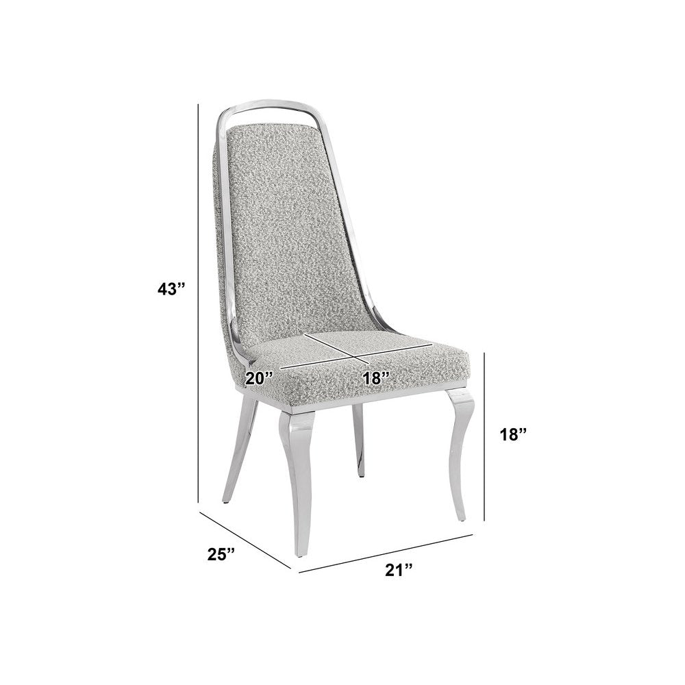 Rich Gray Boucle Side Chairs With Silver Base (Set Of 2)