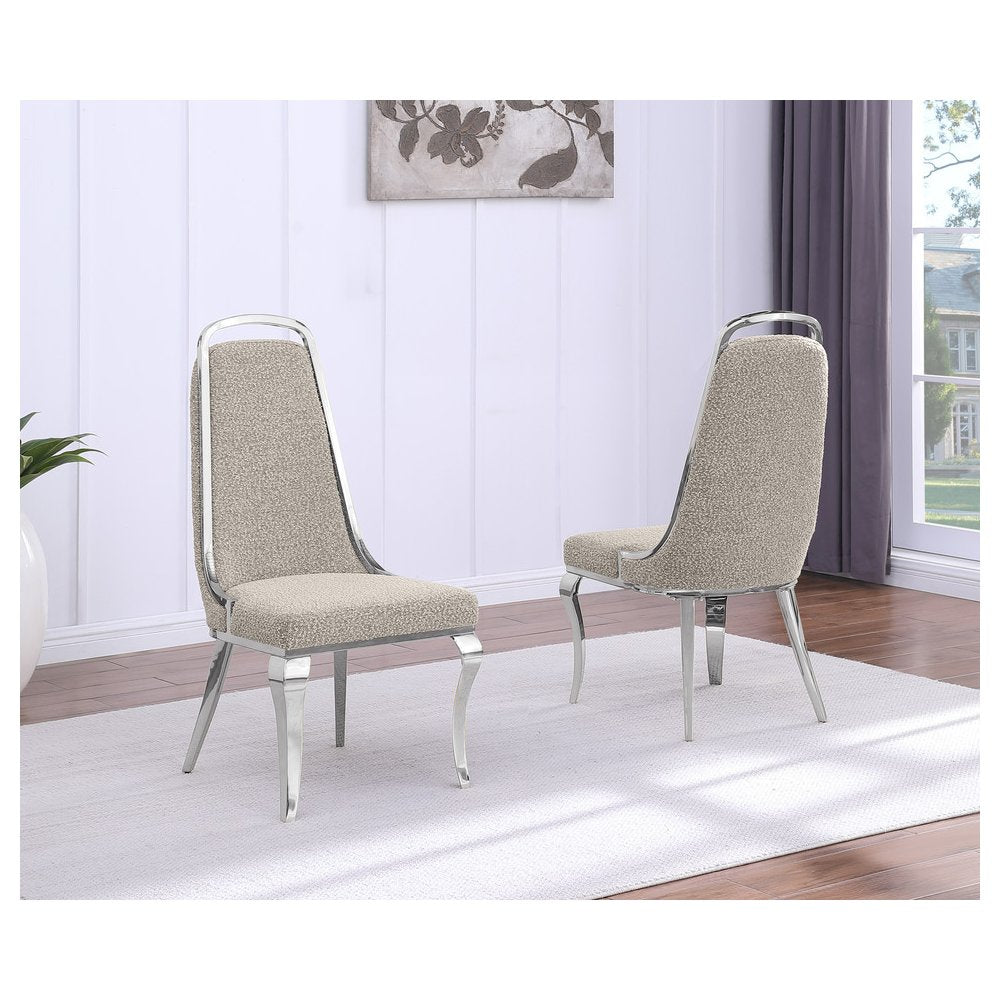 Gray Boucle Side Chairs With Silver Base (Set Of 2)