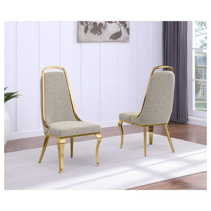 Gray Boucle Side Chairs With Gold Base (Set Of 2)