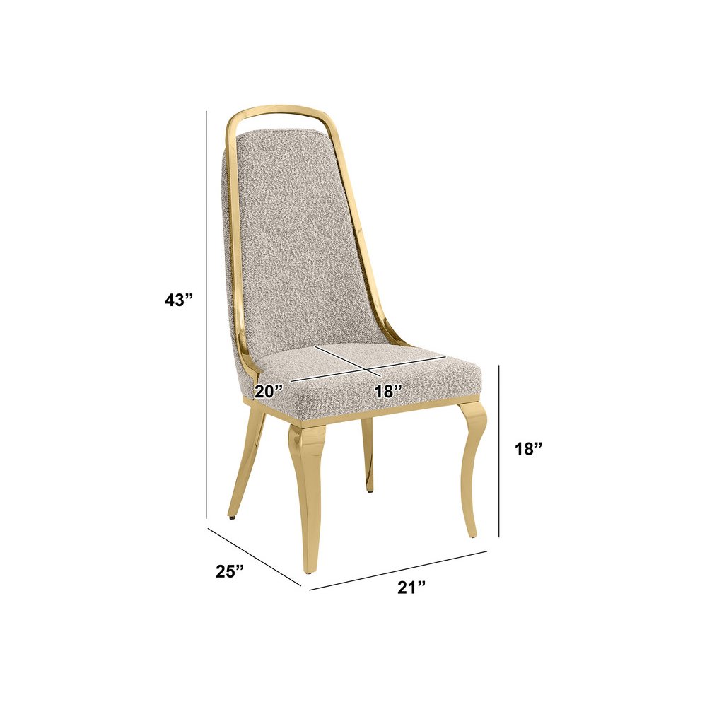Gray Boucle Side Chairs With Gold Base (Set Of 2)