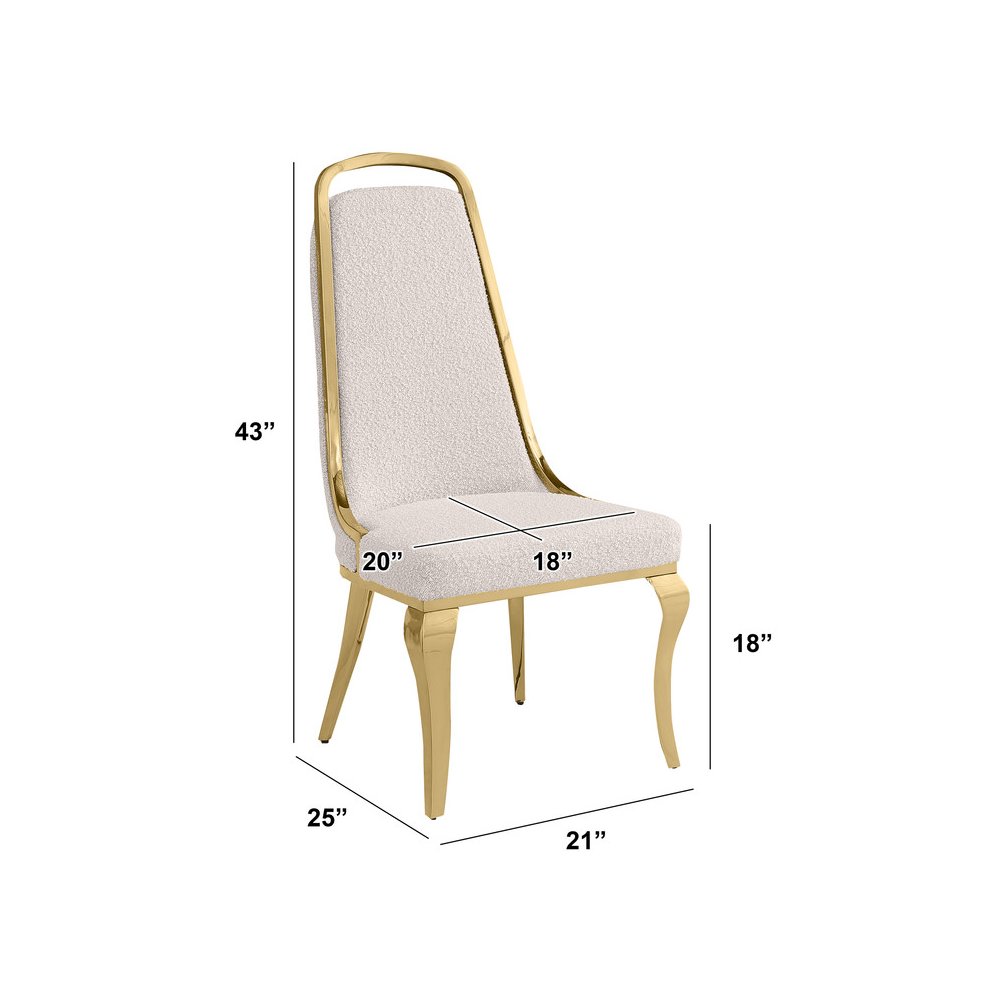Cream Boucle Side Chairs With Gold Base (Set Of 2)