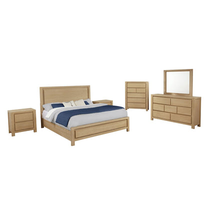 6pc Rubber Wood Light Oak Natuiral Finish Queen Bedroom Set