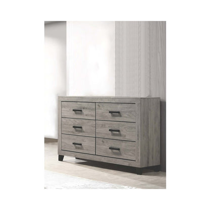 Light grey 6-drawers bedroom dresser