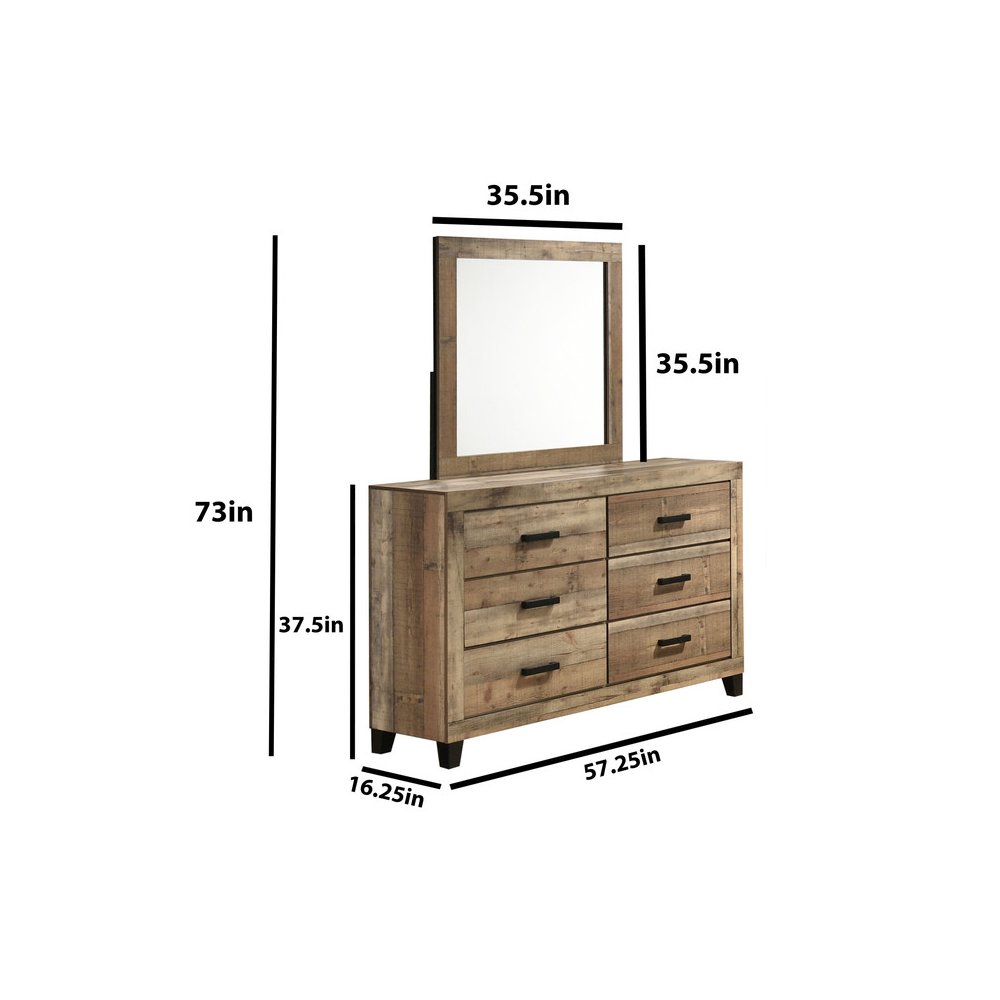 4pc Eastern King Panel Bedroom Set Weathered Brown Pine color