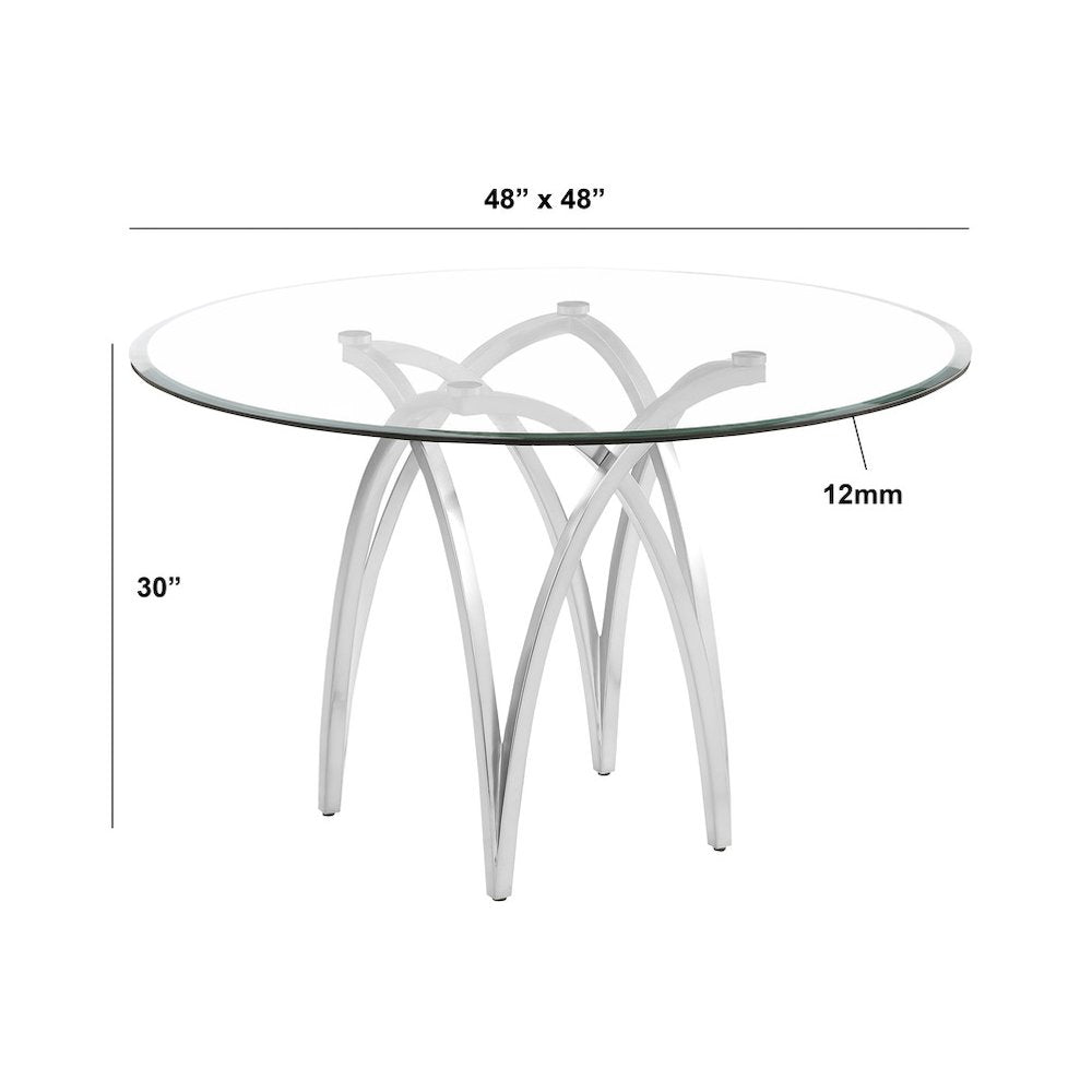 5Pc Round 48X48 Dining Set With 4 Cream Boucle Chairs