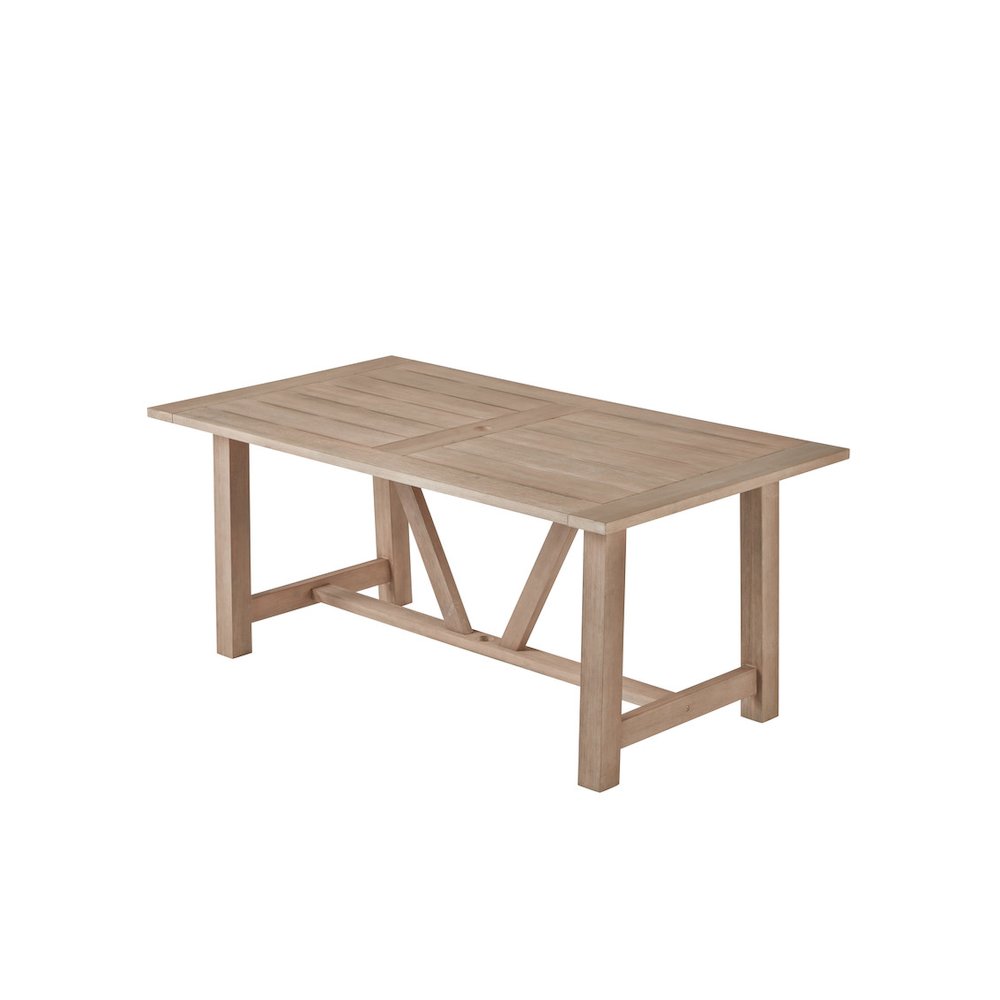 Rustic Light Oak Outdoor Dining Set - Acacia Wooden Table with 2 Wood Benches