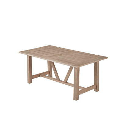 Rustic Light Oak Outdoor Dining Set - Acacia Wooden Table with 2 Wood Benches
