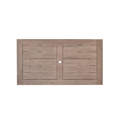 Rustic Light Oak Outdoor Dining Set - Acacia Wooden Table with 2 Wood Benches