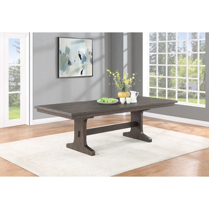 9pc dining set wood with 9 matching beige linen fabric chairs