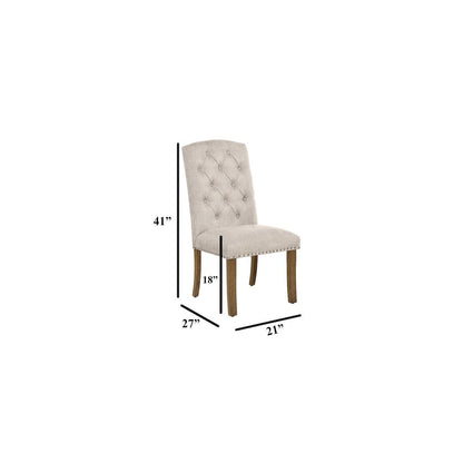Traditional Dinging Set With 4 Beige Side Chairs And One 72" Wood Dining Table