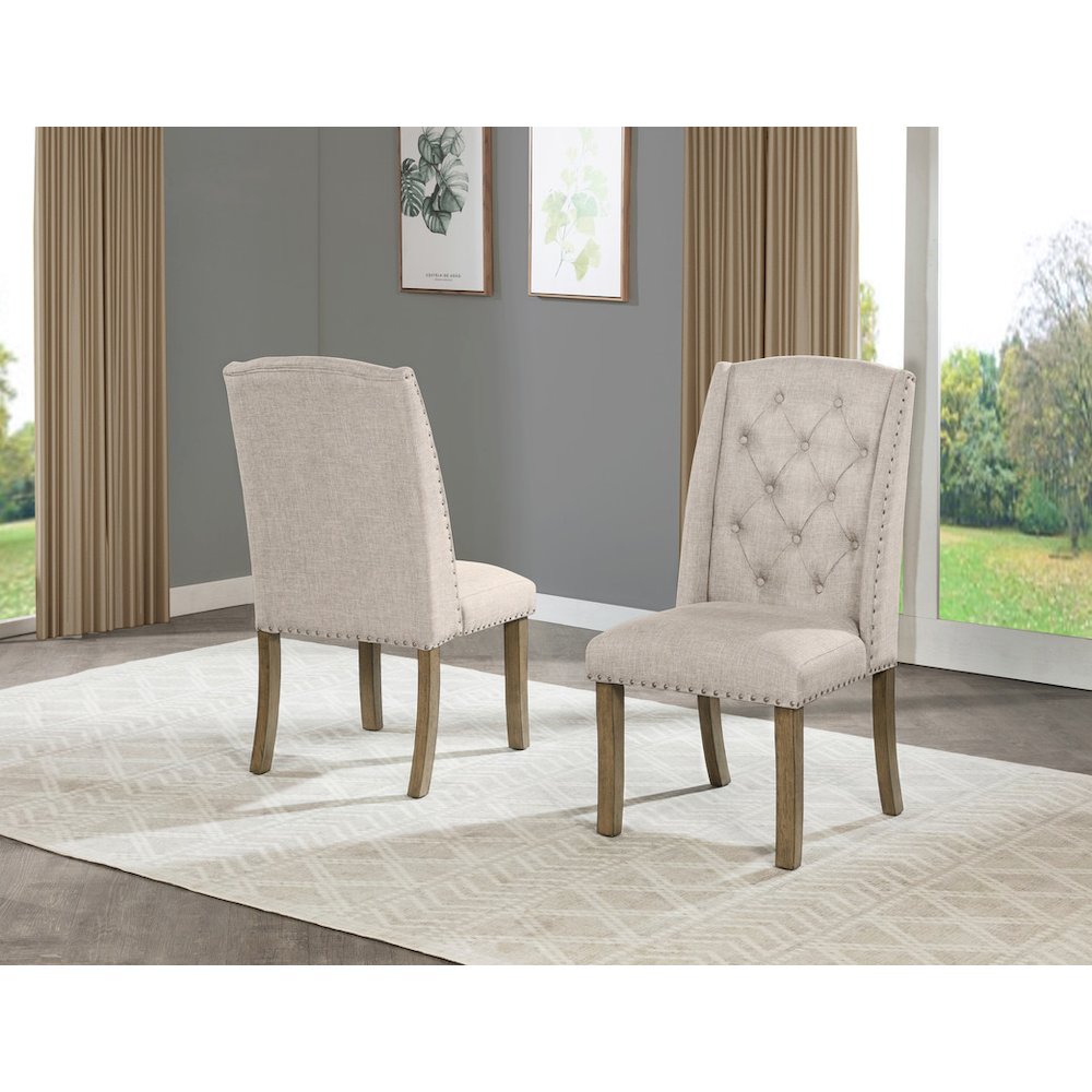 Beige Dining Chair With Linen Fabric