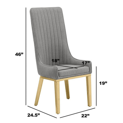 Cream, Teddy Fabric, Pleated Back Side Chair With Gold Base, Set Of Two