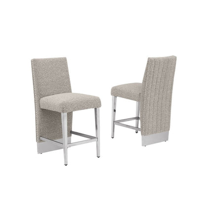 Luxe Gray boucle counter height chairs - Set of 2