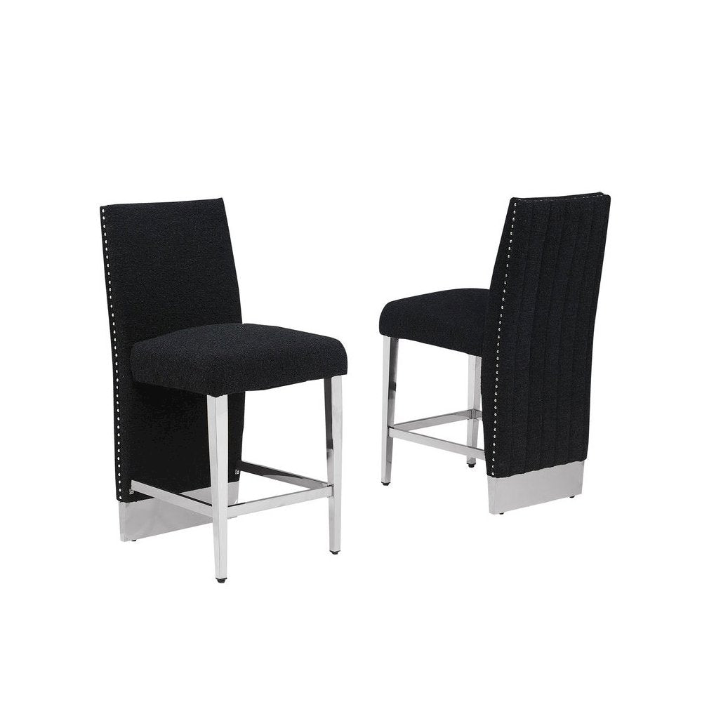 Luxe Black boucle counter height chairs - Set of 2