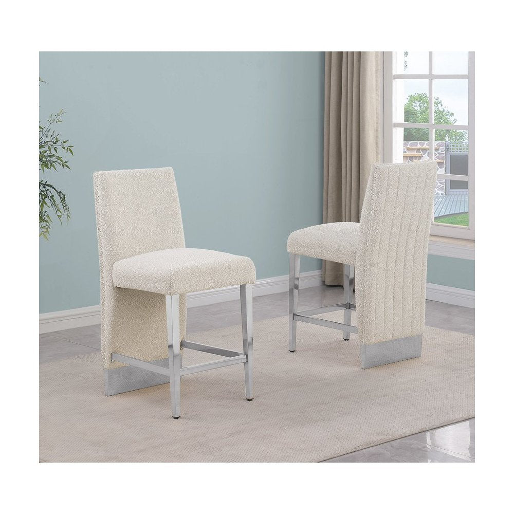Luxe Cream boucle counter height chairs - Set of 2