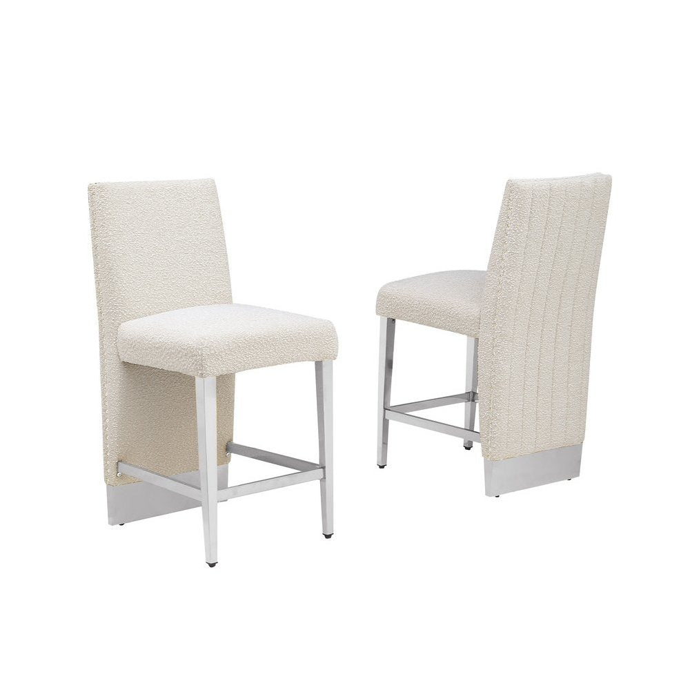 Luxe Cream boucle counter height chairs - Set of 2