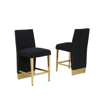 Luxe Black boucle counter height chairs - Set of 2