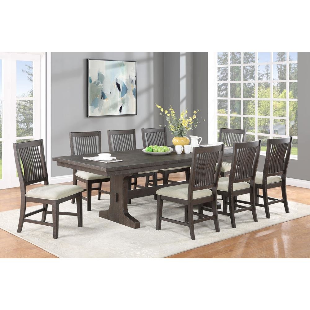 Rustic brown side chair with beige linen fabric, Single chairs
