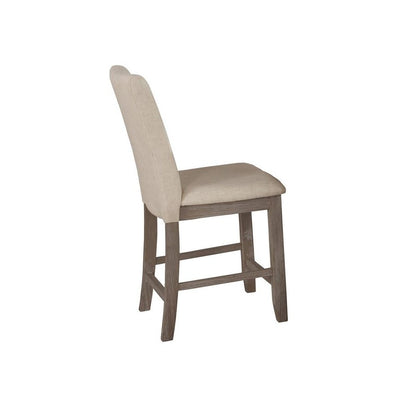 Beige linen fabric counter height dining side chairs (SET OF 2)